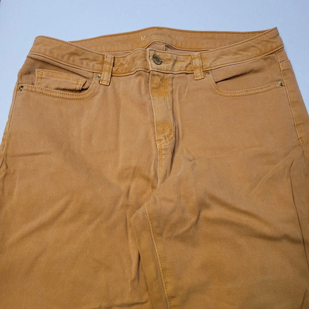 Michael Kors‎ Womens Mustard Yellow Skinny Jeans Size 10 Cotton Blend Stretch